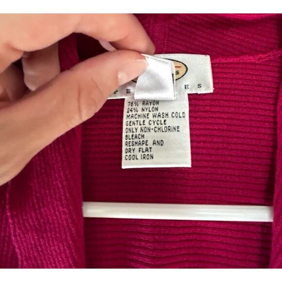 Vintage Talbots Magenta Pink Women’s Front Tie Cardigan Sweater Petite Small - Picture 6 of 6